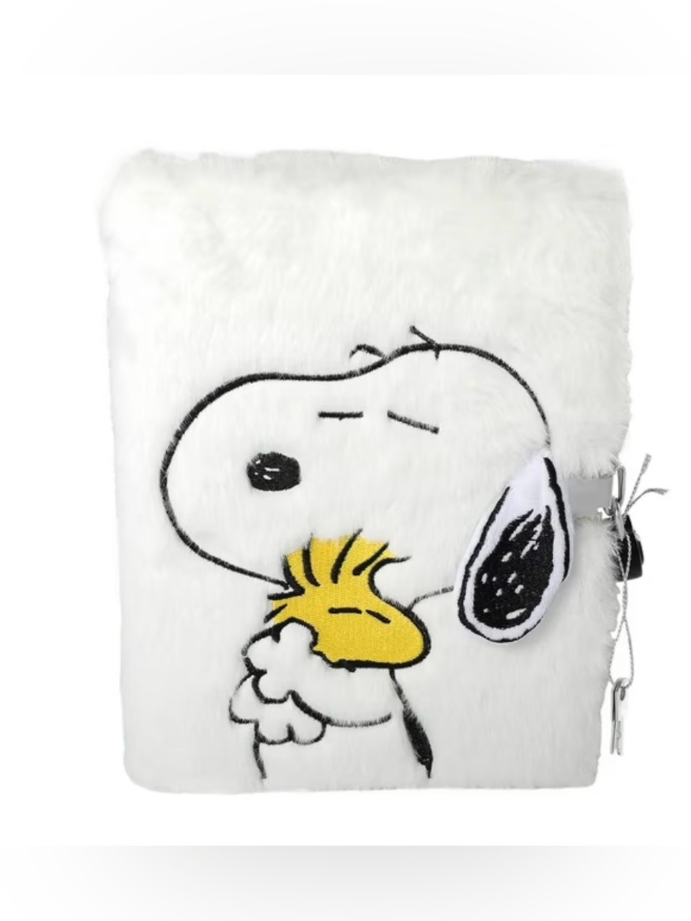 Plush Snoopy & Woodstock Faux Fur Journal with Lock and Key Closure - 50 pages